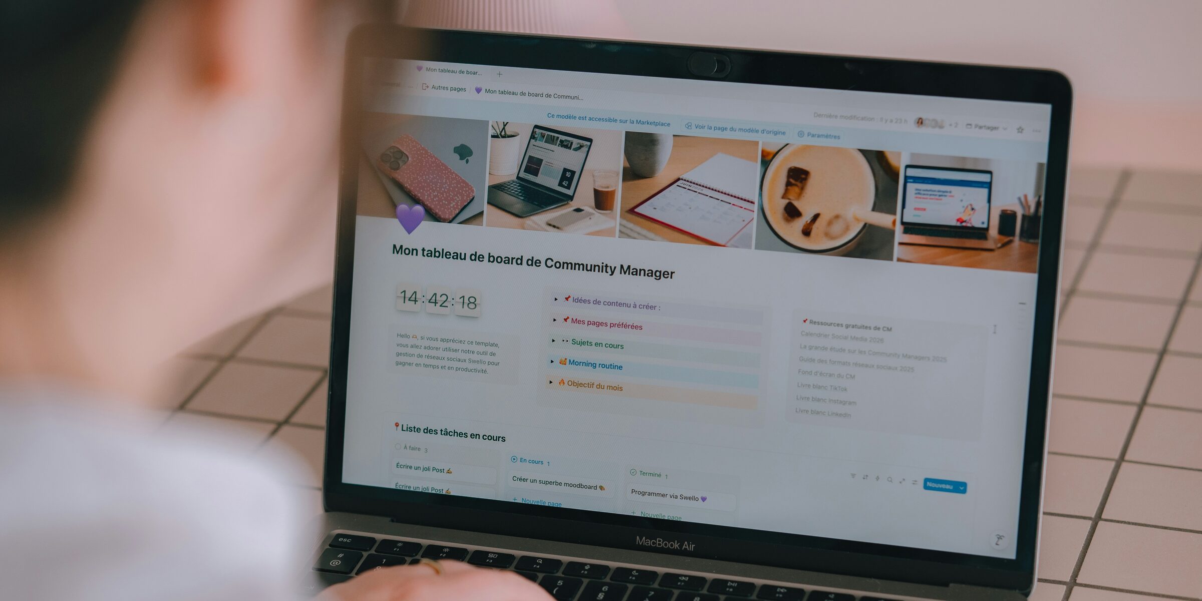 Person analyzing SEO tools and digital marketing metrics on laptop screen