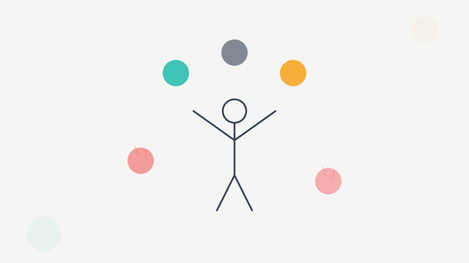 Managing multiple clients juggling illustration