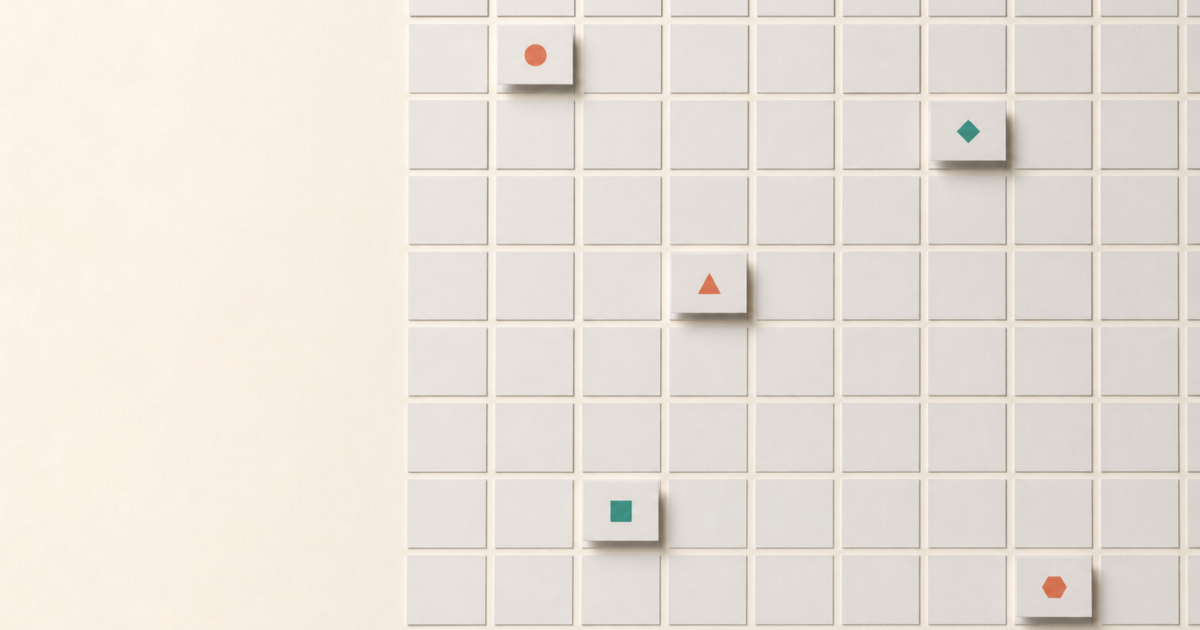 Programmatic SEO results shown as a grid of identical blank pages with only 5 lifted and marked, the rest never surfacing